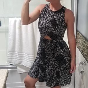 Printed skater dress with cutouts